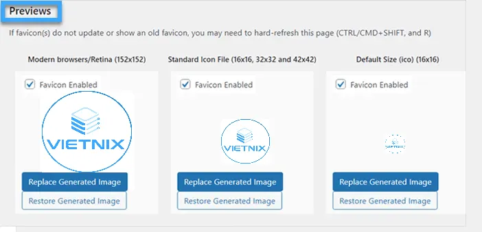 Xem trước biểu tượng WordPress