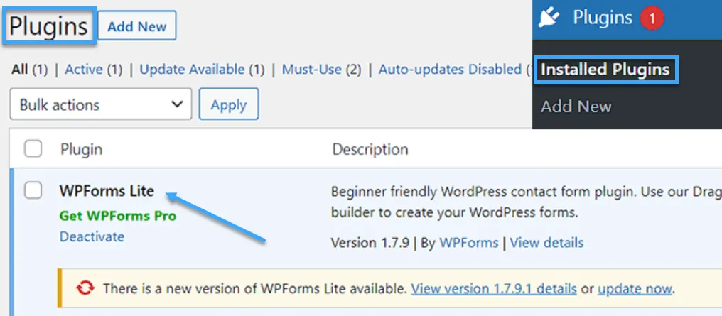 kích hoạt plugin WordPress từ database