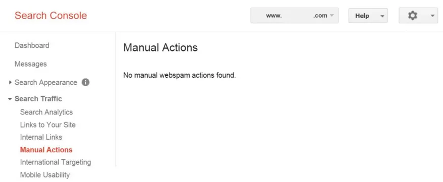 Không hiển thị tag “No manual actions found”