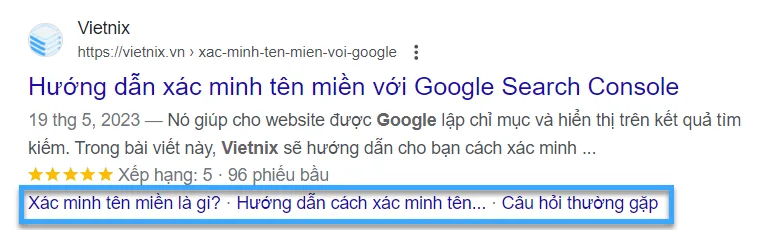 Organic one-line sitelink (sitelink tự nhiên 1 vòng)