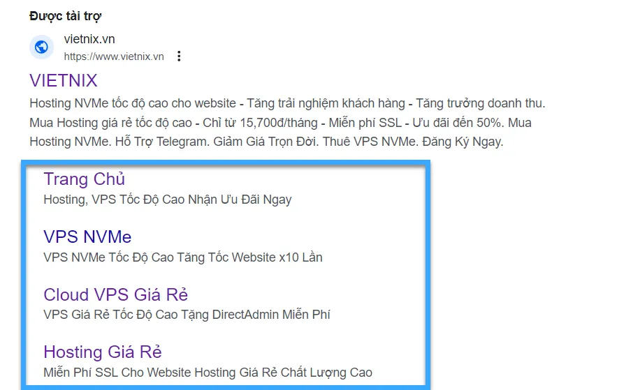 Paid sitelink (sitelink trả phí)