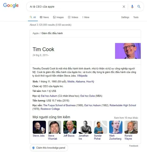 Tim Cook là CEO của Apple