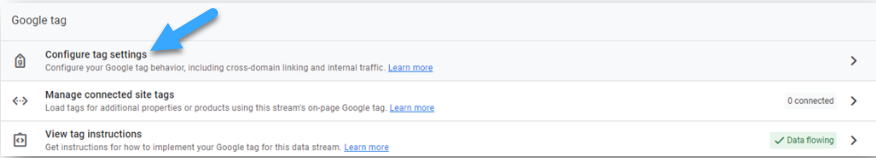 click vào thẻ Configure tag settings