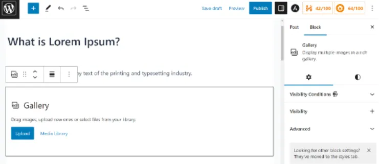 block Gallery đã được thêm vào