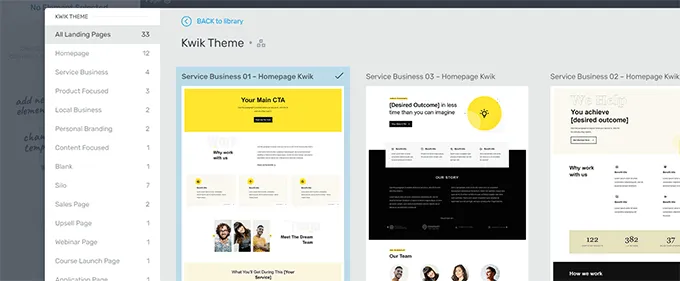 Thrive Architect có nhiều template có sẵn