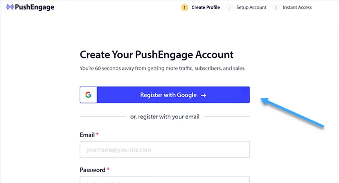 Đăng nhập vào tài khoản PushEngage