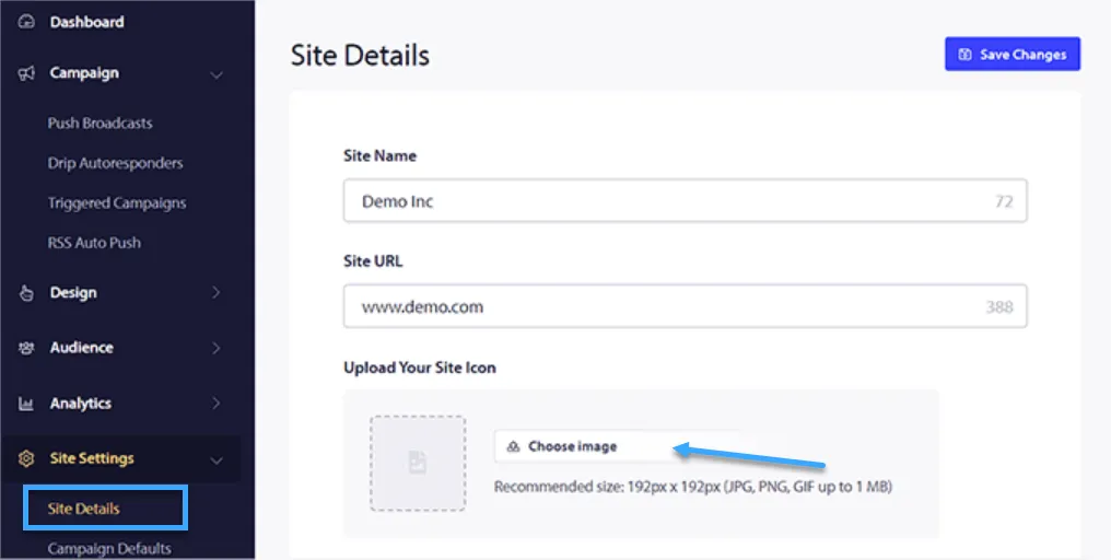 Chọn Choose Image button