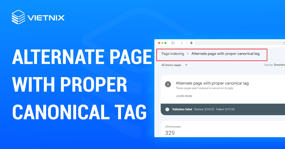 Alternate page with proper canonical tag