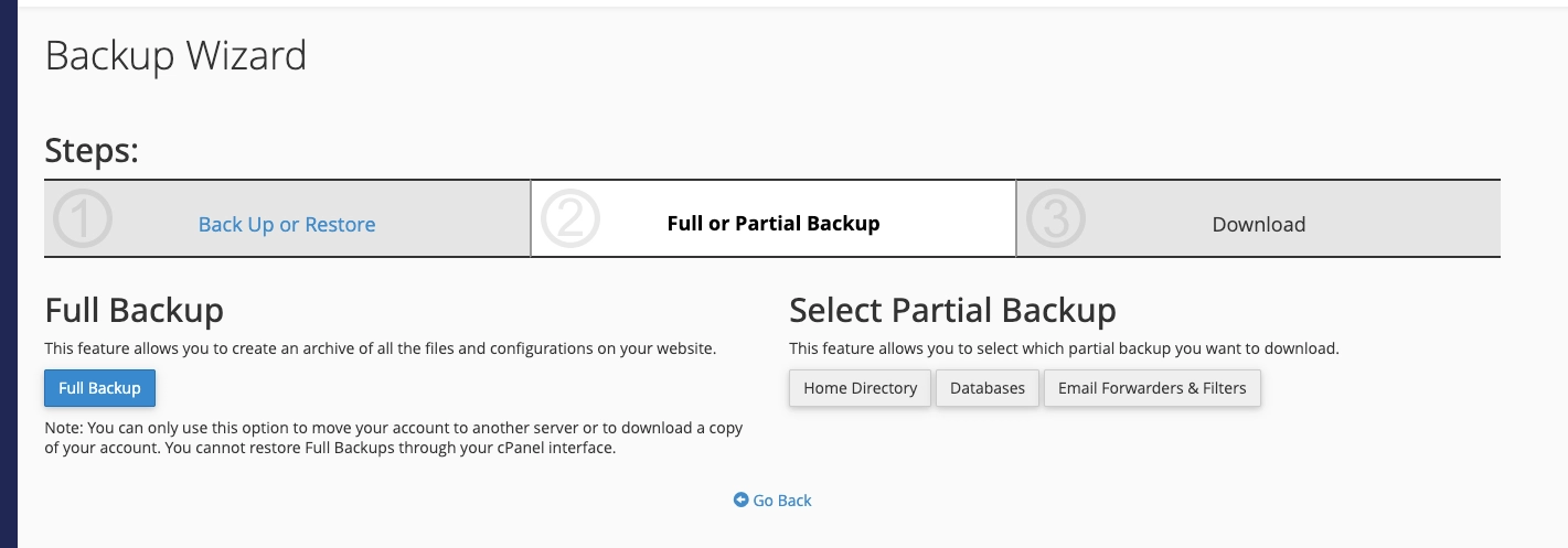 Chọn Full Backup