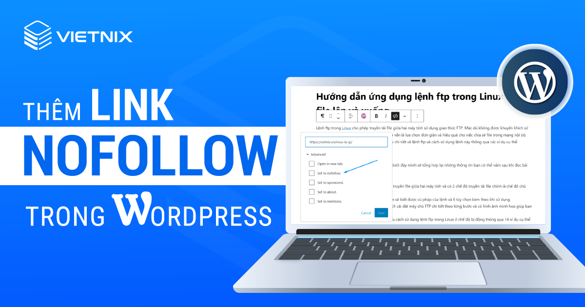 Thêm link nofollow trong WordPress
