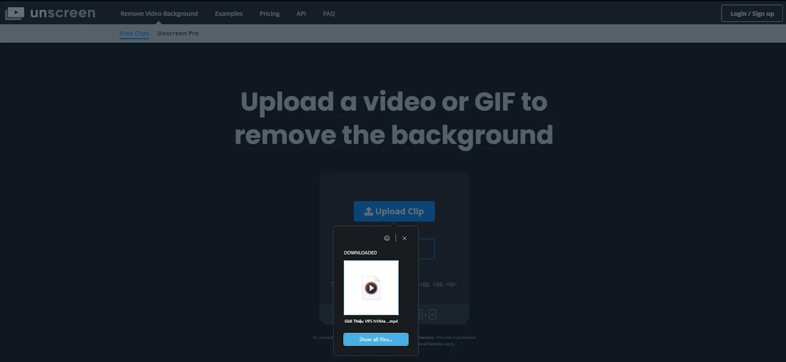 Unscreen - Tách nền video online