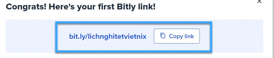 Kết quả sau khi rút gọn link bằng Bit.ly