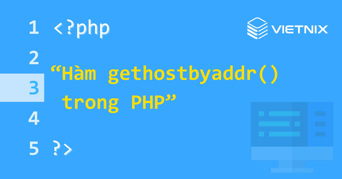 Tìm hiểu về hàm gethostbyaddr() trong PHP 5 Hàm gethostbyaddr() được dùng để trả về tên miền cho một địa chỉ IP được chỉ định