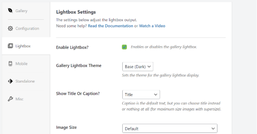 Cài đặt lightbox