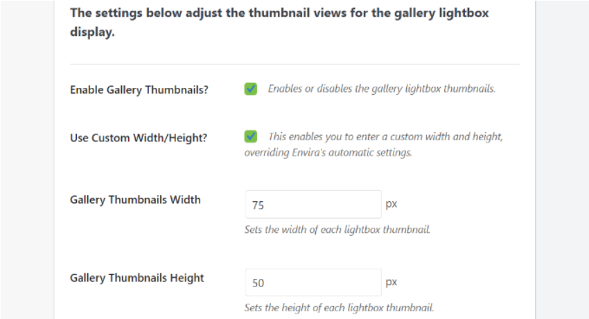 Cài đặt thumbnail cho lightbox