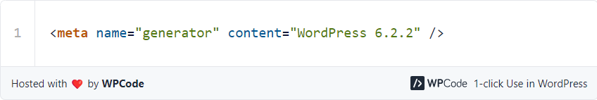 Tag meta chứa thông số phiên bản WordPress