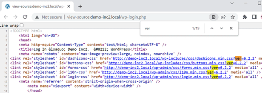 Xem source của màn hình đăng nhập WordPress