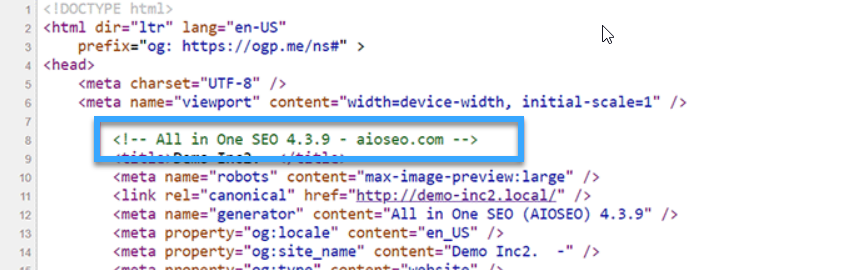 Phiên bản All in One SEO plugin