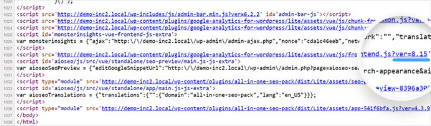 Tìm phiên bản plugin trong source code