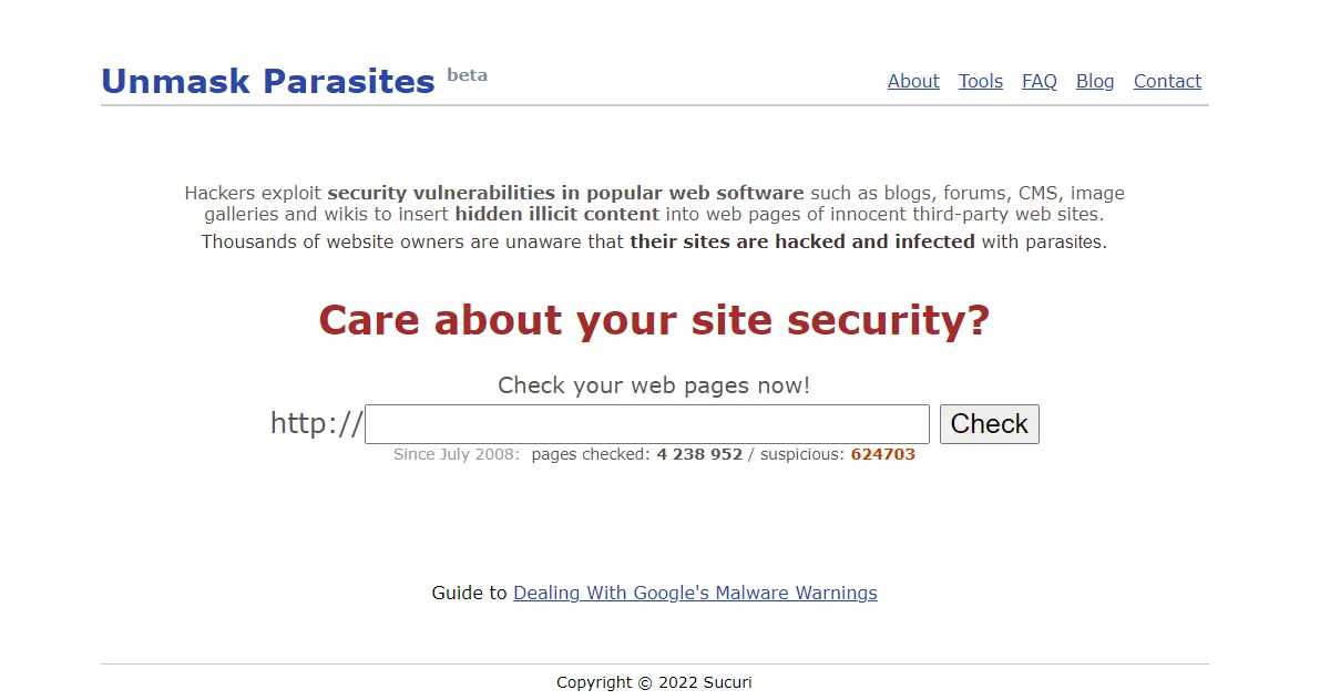 Tổng hợp 7 cách kiểm tra website viết bằng ngôn ngữ gì nhanh chóng nhất 50 Công cụ kiểm tra mức độ uy tín của website UnMask Parasites