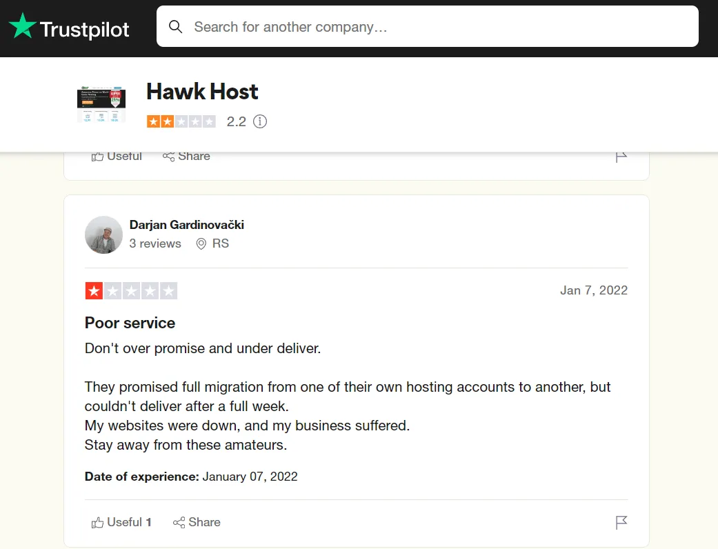 Trải nghiệm khách hàng tại Hawk Host 4