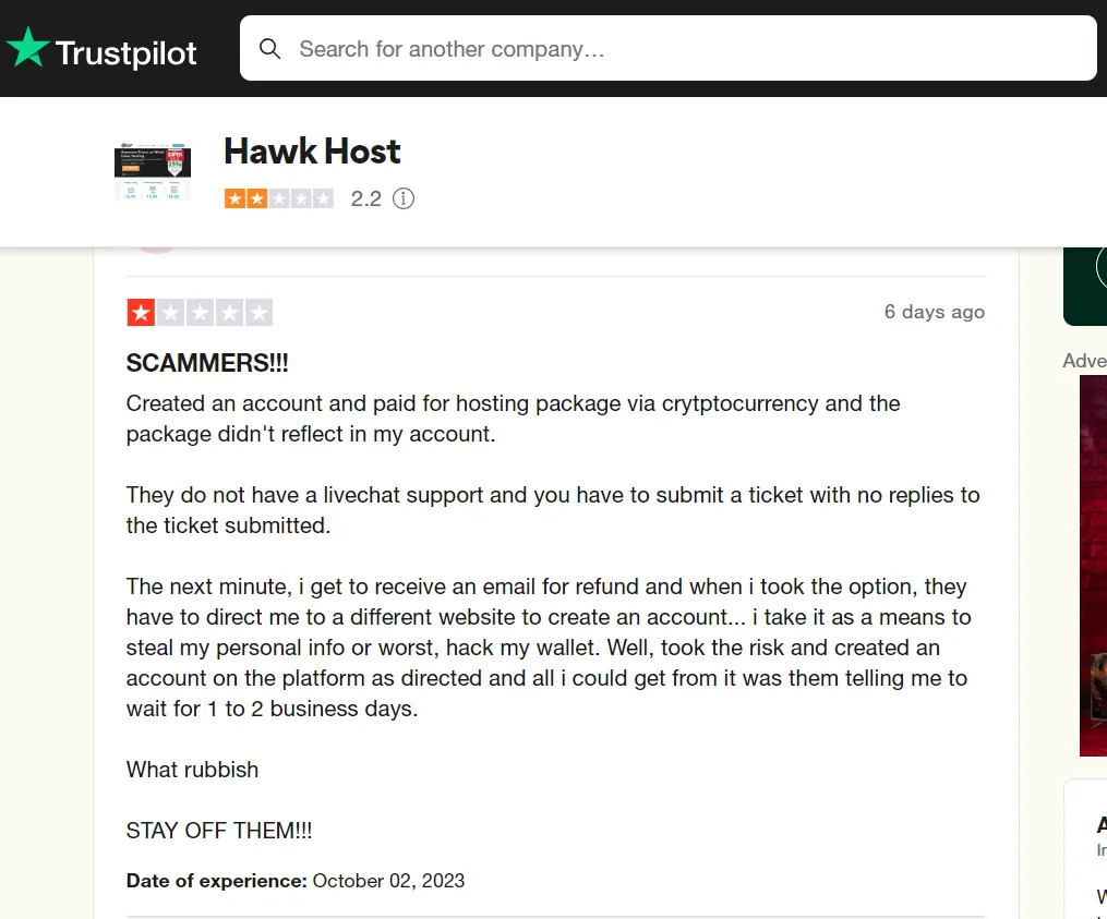 Trải nghiệm khách hàng tại Hawk Host 6