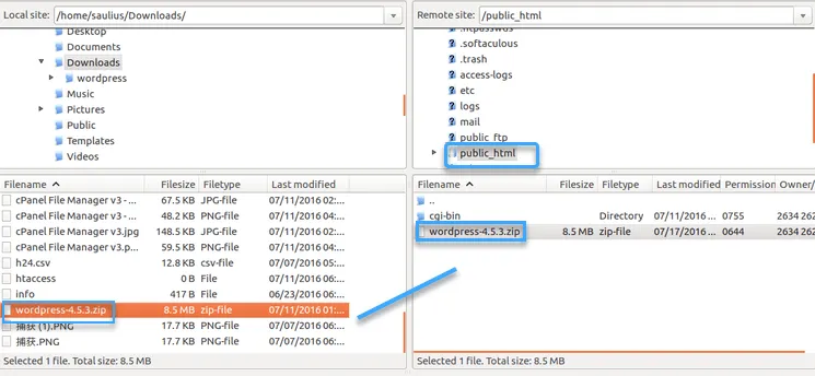 Upload file nén qua FTP