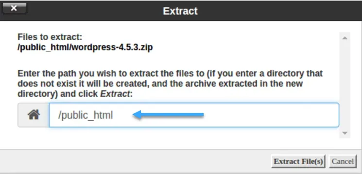 Chọn vị trí file cần extract