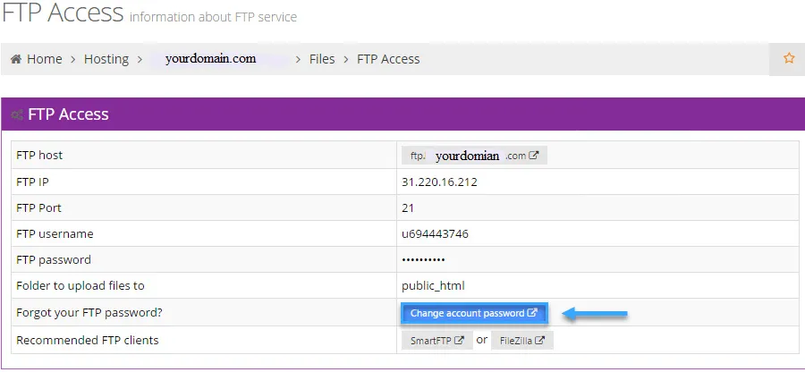 Lấy thông tin qua FTP Access