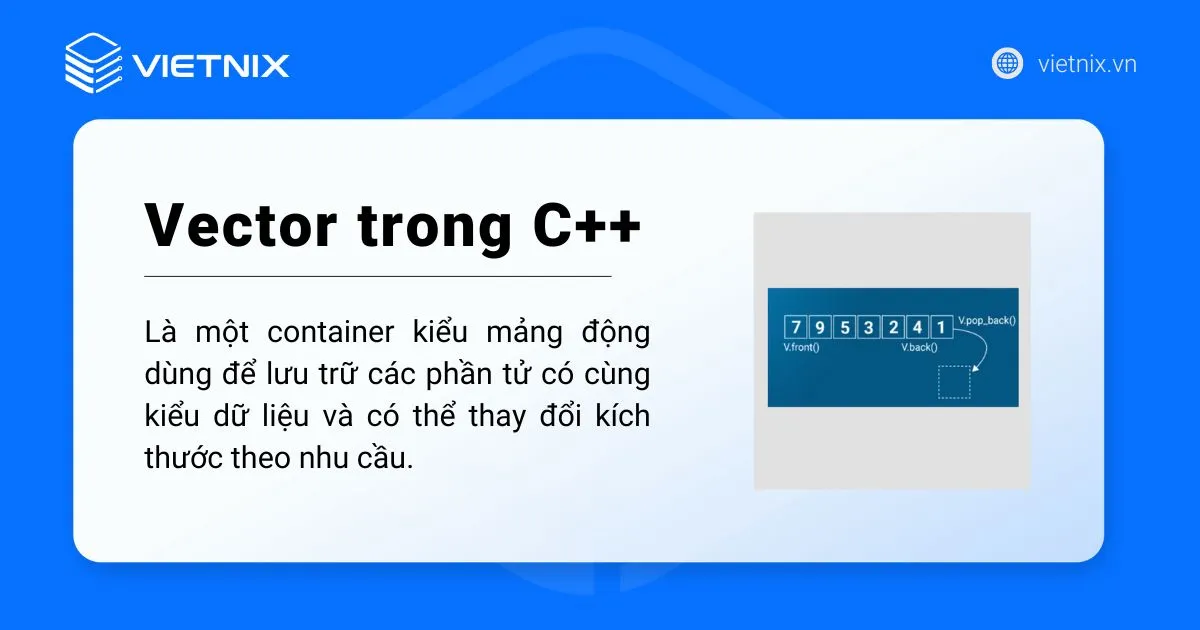 Vector trong C++ là một container kiểu mảng động
