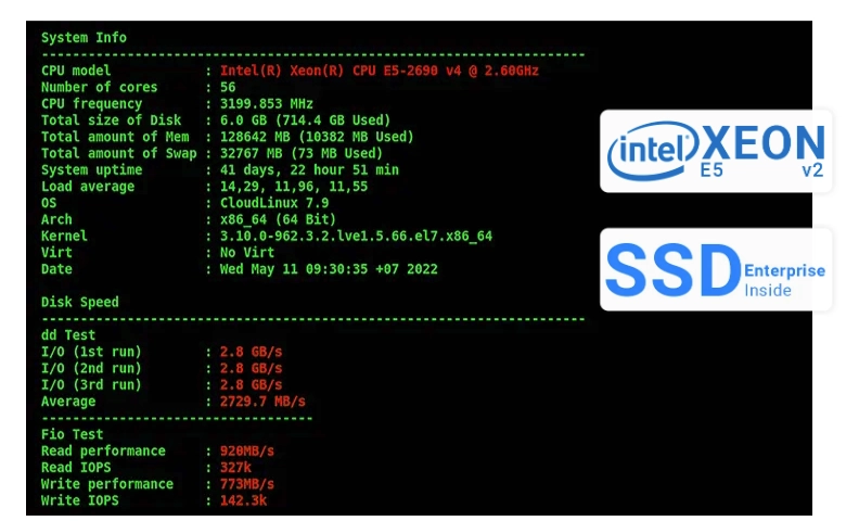 Benchmark tốc độ SEO Hosting