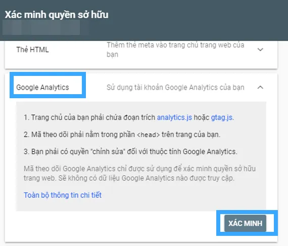 Sử dụng tài khoản Google Analytics