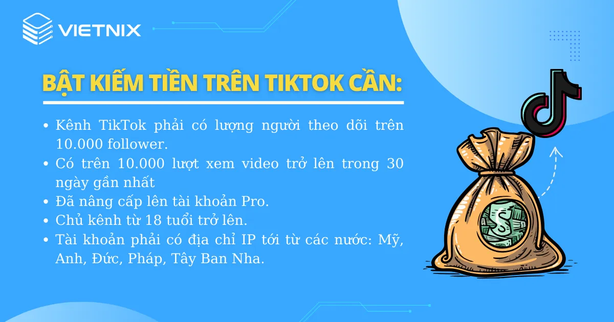 Điều kiện bật kiếm tiền trên TikTok và cách bật kiếm tiền nhanh nhất 31 Điều kiện bật kiếm tiền trên TikTok