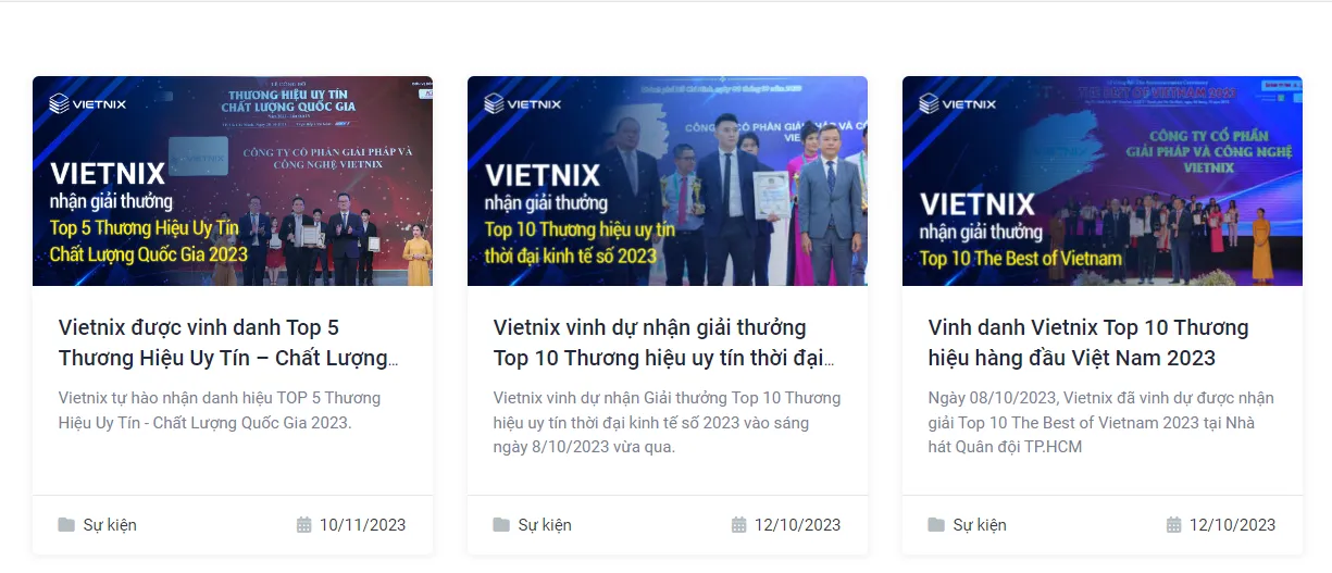 Các giải thưởng Vietnix đạt được
