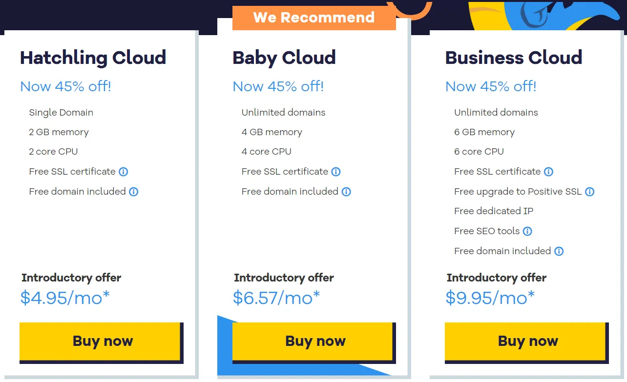 Các gói Cloud Hosting của HostGator