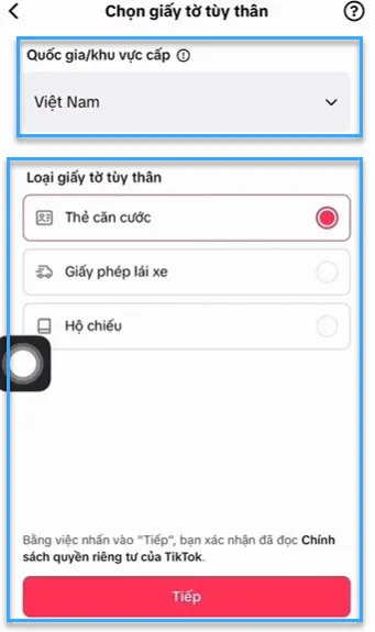 Điều kiện bật kiếm tiền trên TikTok và cách bật kiếm tiền nhanh nhất 44 Chọn khu vực quốc gia