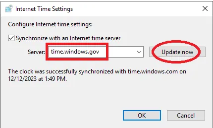 Cách cấu hình NTP Server trên Windows Server 2019 49 Chọn server phù hợp và chọn Update now