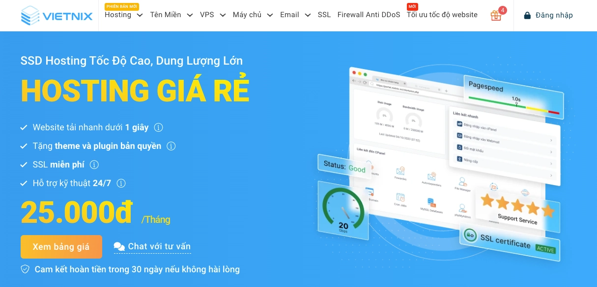 Gói Hosting Giá Rẻ của Vietnix