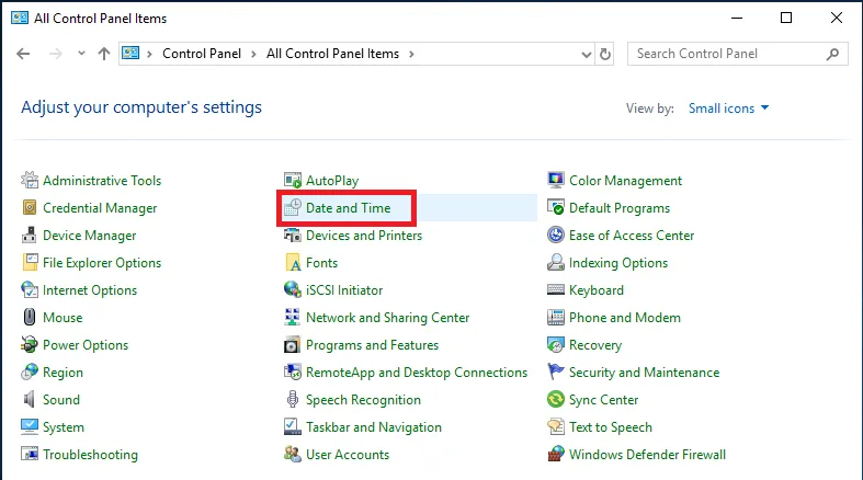 Cách cấu hình NTP Server trên Windows Server 2019 47 Mở Control Panel, chọn Date and Time