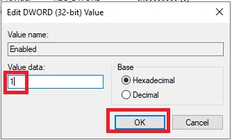 Cách cấu hình NTP Server trên Windows Server 2019 35 Ở Value data nhập 1, sau đó chọn OK