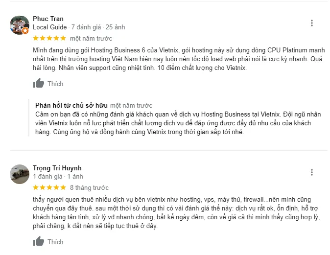 Đánh giá của khách hàng về Vietnix