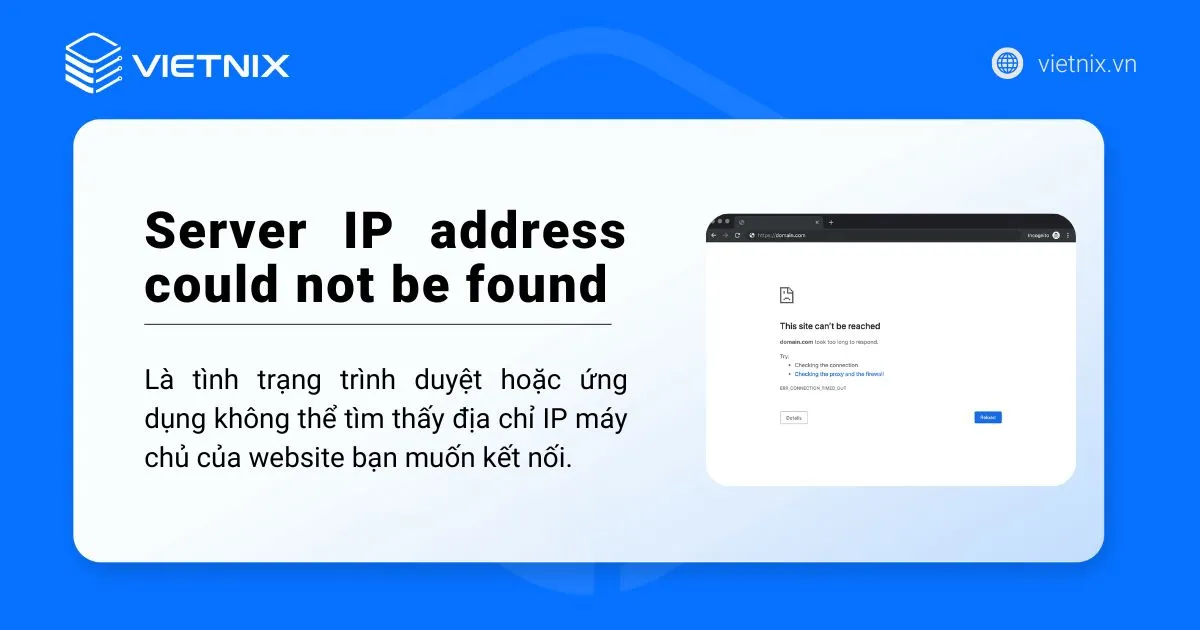 Khái niệm lỗi Server IP address could not be found
