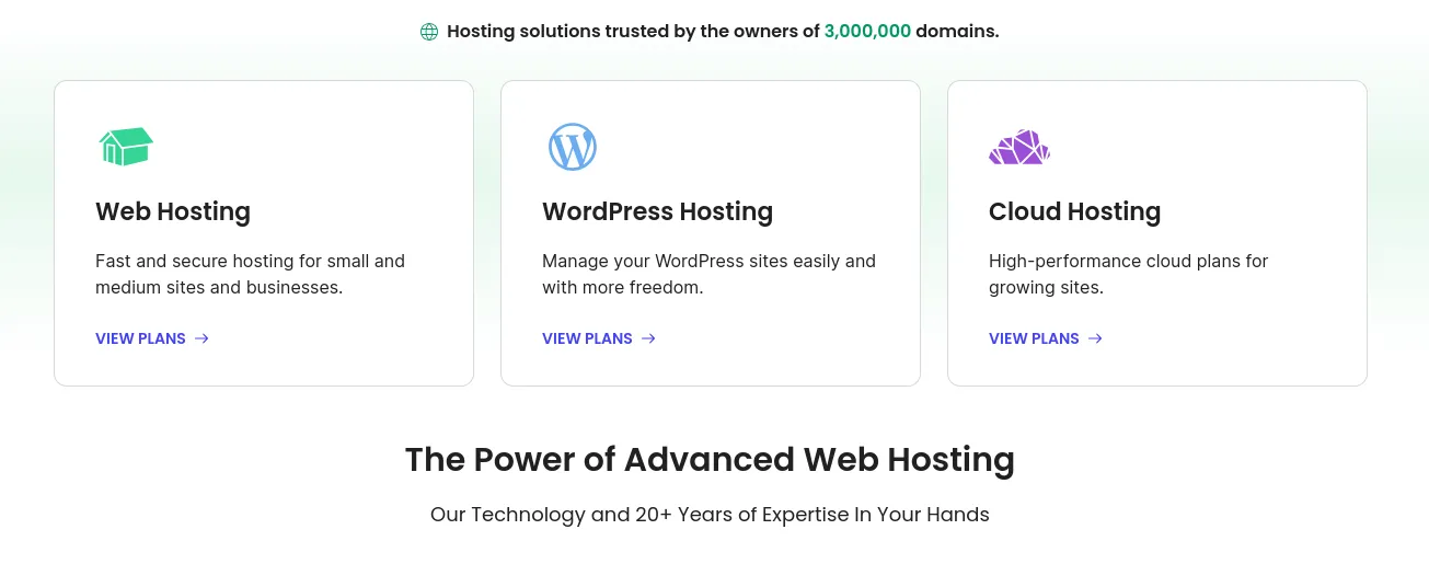 Các gói hosting cơ bản của SiteGround