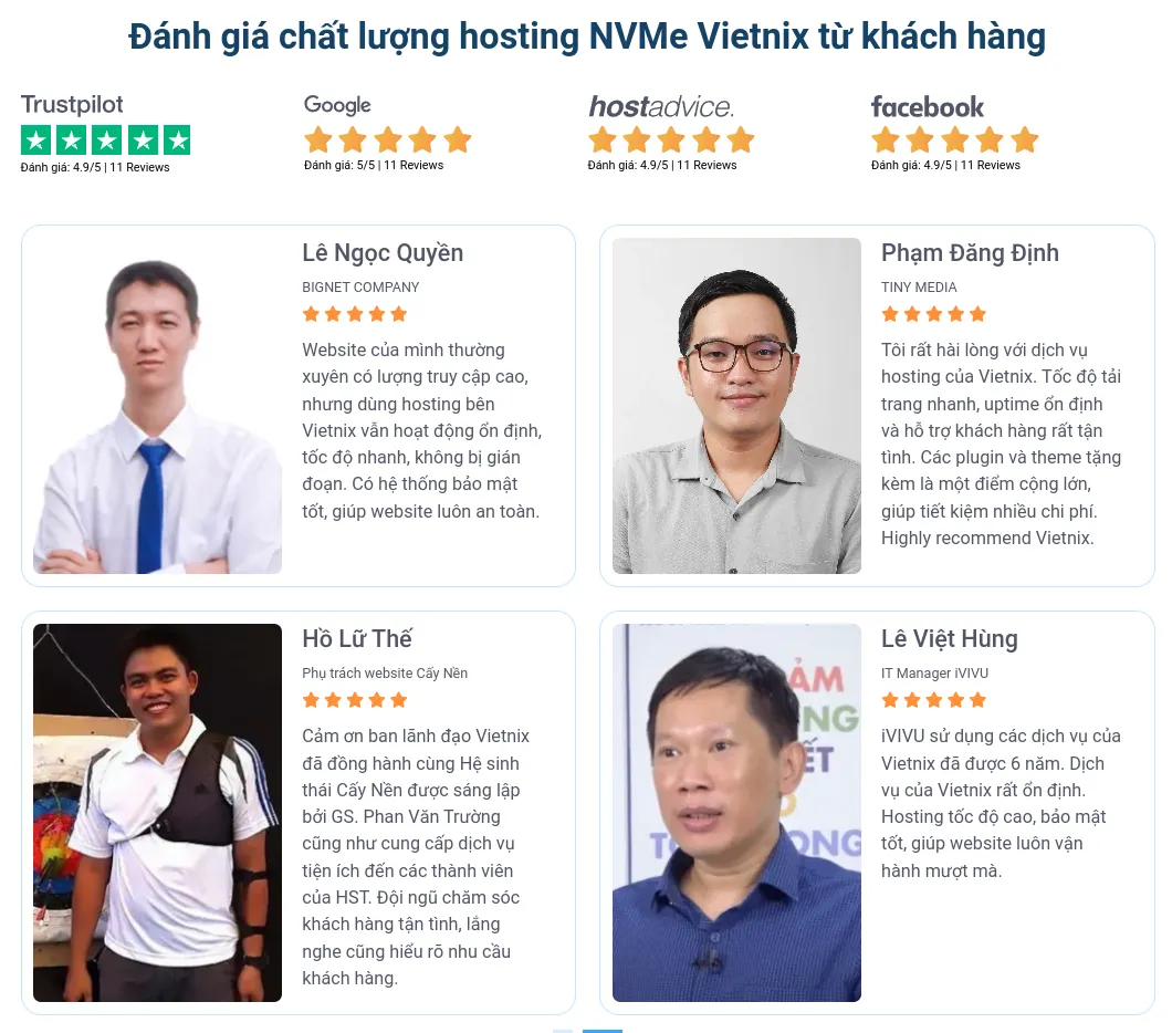 Trải nghiệm thực tế của khách hàng tại Vietnix