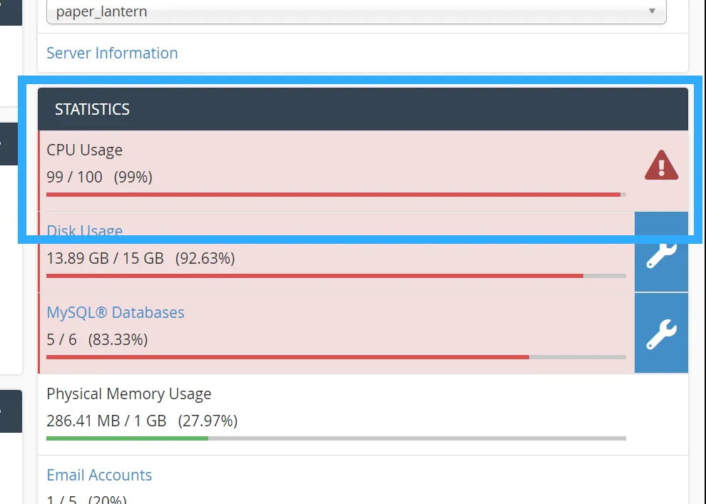 CPU Usage hết dung lượng