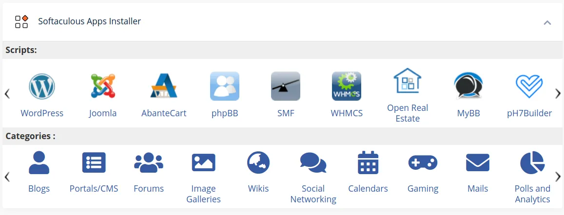 Giao diện Softaculous Apps Installer