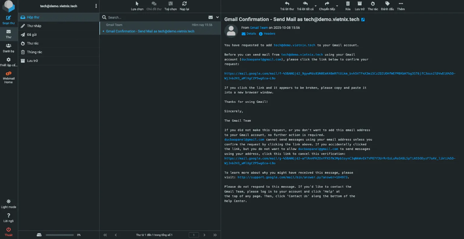 Nhấp vào đường link xác nhận