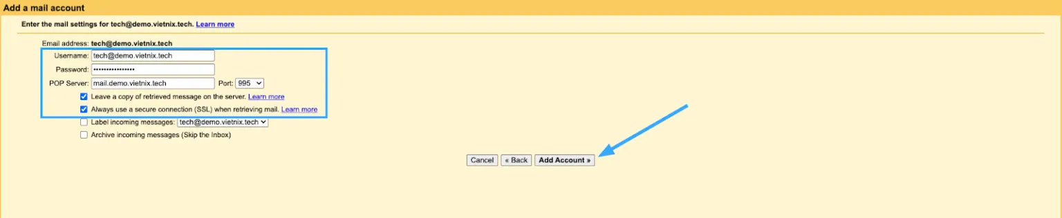 Các email đã được đồng bộ về gmail