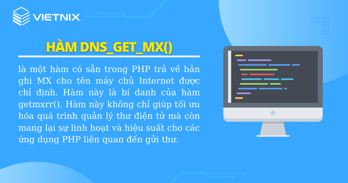 Tìm hiểu về hàm dns_get_mx() trả về bản ghi MX cho tên máy chủ Internet được chỉ định