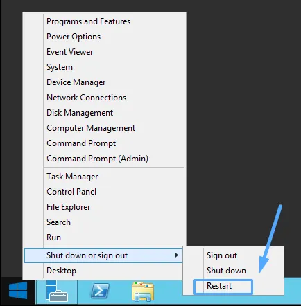 Reboot lại server